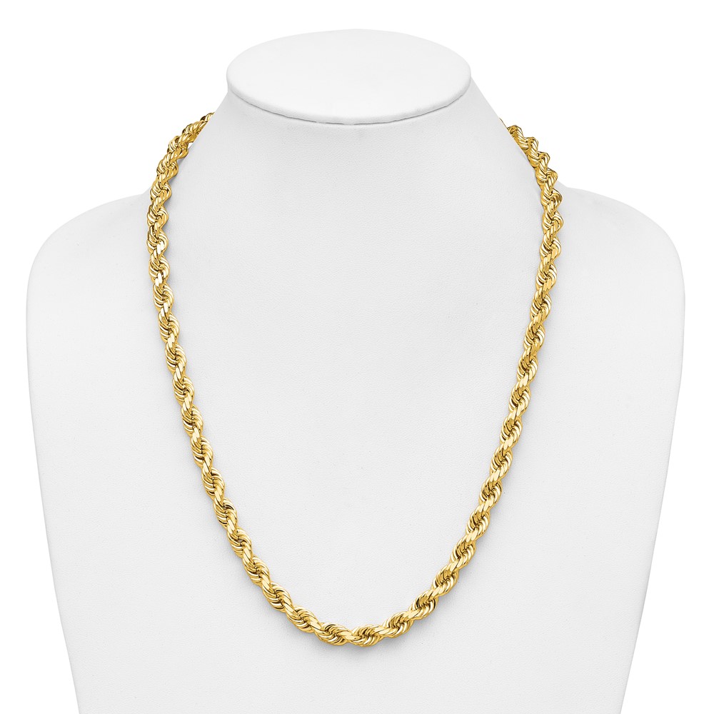 14K 24 inch 8mm Diamond-cut Rope with Fancy Lobster Clasp Chain (060-24)