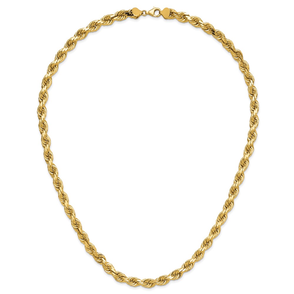 14K 24 inch 8mm Diamond-cut Rope with Fancy Lobster Clasp Chain (060-24)