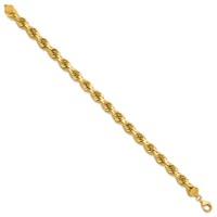 14K 9 Inch 8mm Diamond-cut Rope with Fancy Lobster Clasp Chain view 2
