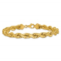 14K 9 Inch 8mm Diamond-cut Rope with Fancy Lobster Clasp Chain view 4