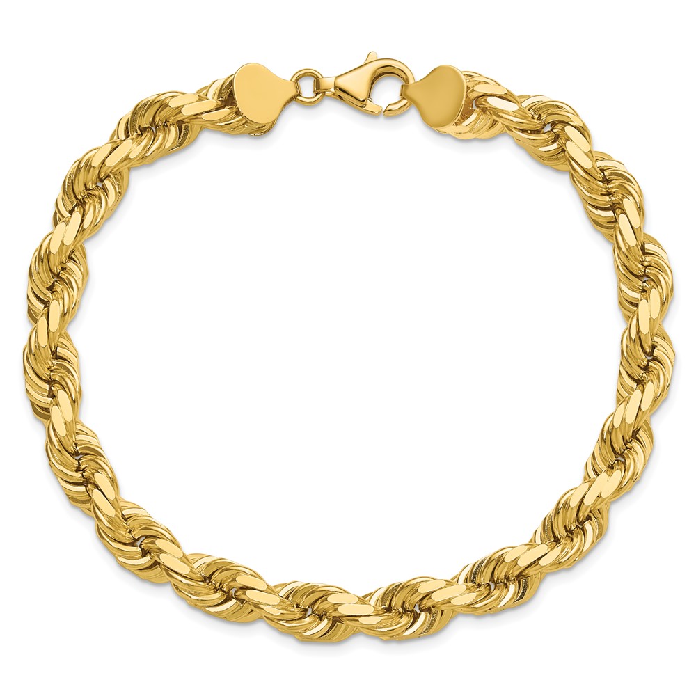 14K 9 inch 8mm Diamond-cut Rope with Fancy Lobster Clasp Chain (060-9)