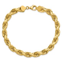 14K 9 Inch 8mm Diamond-cut Rope with Fancy Lobster Clasp Chain view 5