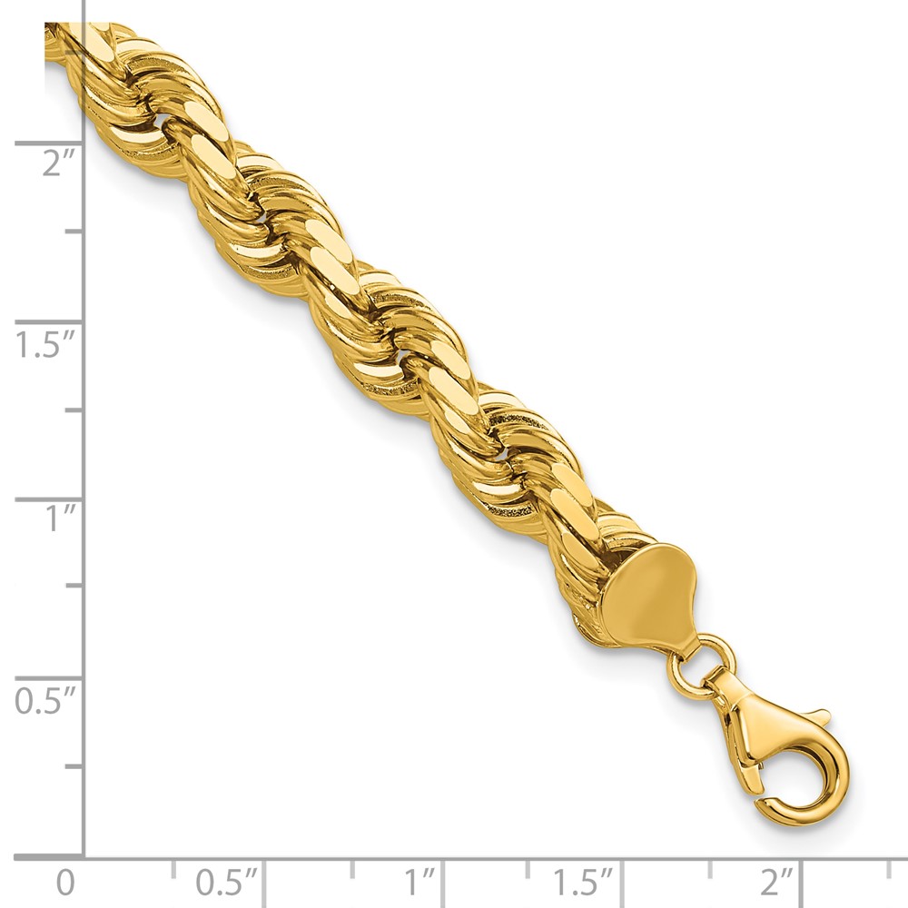 14K 9 inch 8mm Diamond-cut Rope with Fancy Lobster Clasp Chain (060-9)