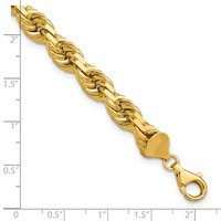 14K 9 Inch 8mm Diamond-cut Rope with Fancy Lobster Clasp Chain view 3
