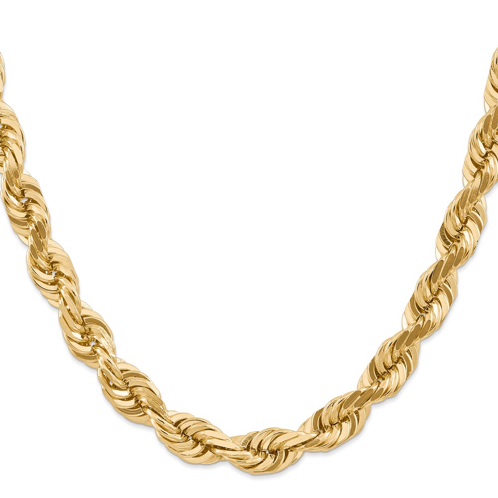 14K 20 inch 10mm Diamond-cut Rope with Fancy Lobster Clasp Chain (080-20)