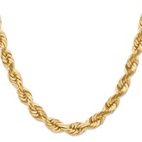 14K 10mm Yellow Gold Diamond-cut Rope Chain with Fancy Lobster Clasp, 20" view 2