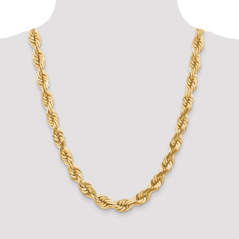 14K 24 inch 10mm Diamond-cut Rope with Fancy Lobster Clasp Chain (080-24)