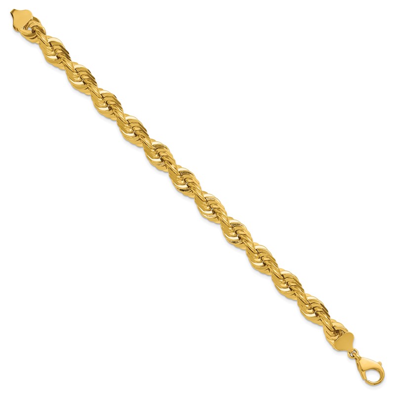 14K 9 inch 10mm Diamond-cut Rope with Fancy Lobster Clasp Chain