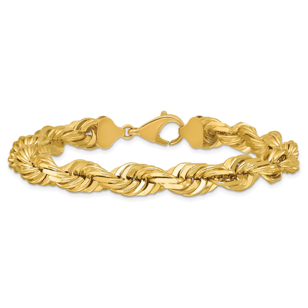 14K 9 inch 10mm Diamond-cut Rope with Fancy Lobster Clasp Chain (080-9)
