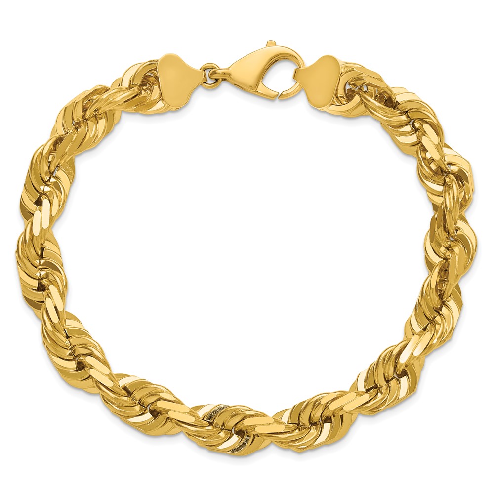 14K 9 inch 10mm Diamond-cut Rope with Fancy Lobster Clasp Chain (080-9)