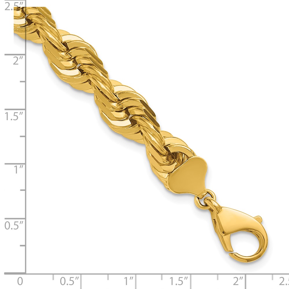 14K 9 inch 10mm Diamond-cut Rope with Fancy Lobster Clasp Chain (080-9)