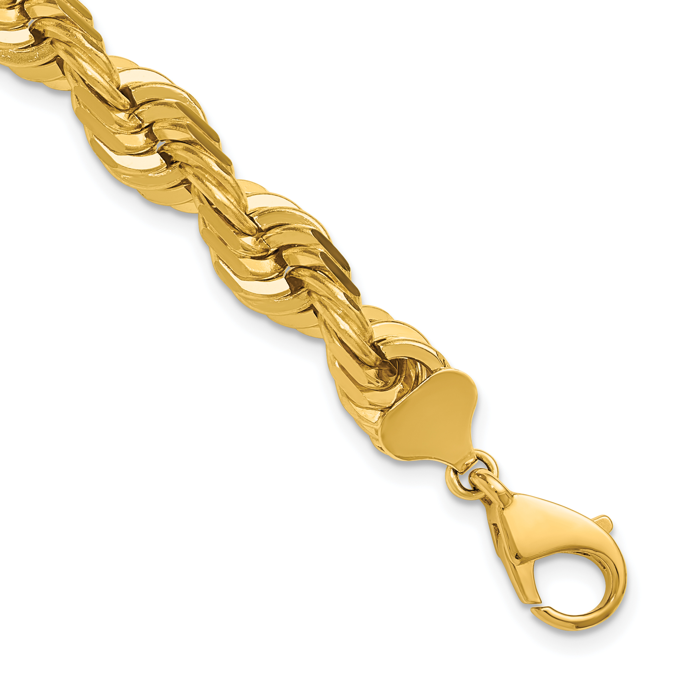 14K 9 inch 10mm Diamond-cut Rope with Fancy Lobster Clasp Chain (080-9)