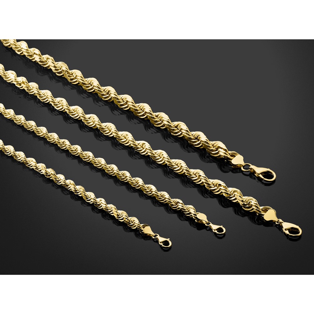 14K 24 inch 8mm Diamond-cut Rope with Fancy Lobster Clasp Chain (060-24)