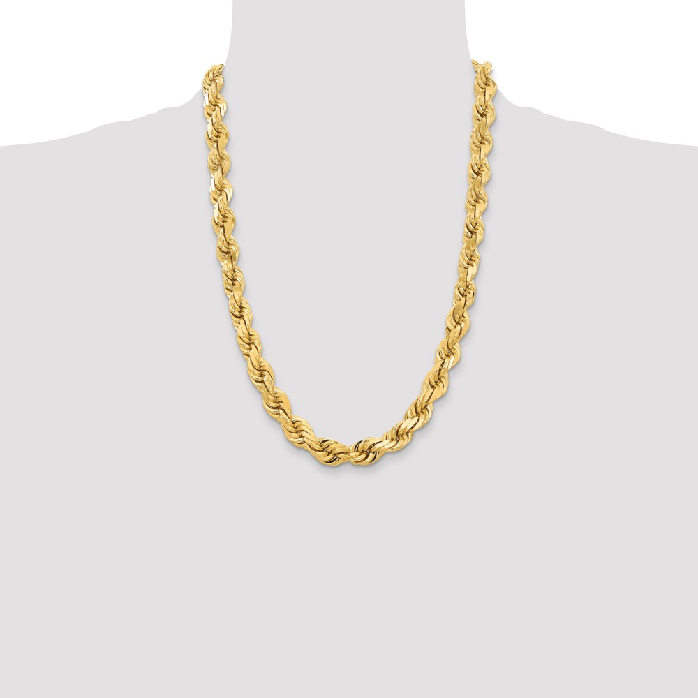 14K 22 inch 12mm Diamond-cut Rope with Fancy Lobster Clasp Chain (100-24)