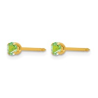 Inverness 14K Yellow Gold 3mm August Green Crystal Birthstone Post Piercing Earrings view 2