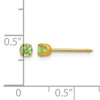 Inverness 14K Yellow Gold 3mm August Green Crystal Birthstone Post Piercing Earrings view 4