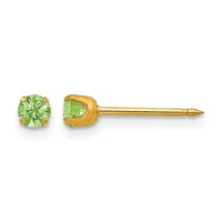 Inverness 14K Yellow Gold 3mm August Green Crystal Birthstone Post Piercing Earrings view 1