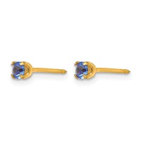 Inverness 14K Yellow Gold 3mm September Blue Crystal Birthstone Post Piercing Earrings view 2