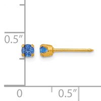 Inverness 14K Yellow Gold 3mm September Blue Crystal Birthstone Post Piercing Earrings view 4