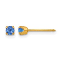 Inverness 14K Yellow Gold 3mm September Blue Crystal Birthstone Post Piercing Earrings view 1