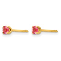 Inverness 14K Yellow Gold 3mm October Pink Crystal Birthstone Post Piercing Earrings view 2