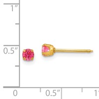 Inverness 14K Yellow Gold 3mm October Pink Crystal Birthstone Post Piercing Earrings view 4