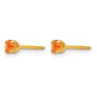 Inverness 14K Yellow Gold 3mm November Yellow Crystal Birthstone Post Piercing Earrings view 2