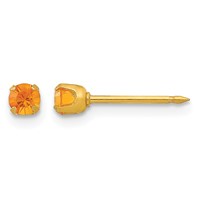 Inverness 14K Yellow Gold 3mm November Yellow Crystal Birthstone Post Piercing Earrings view 1