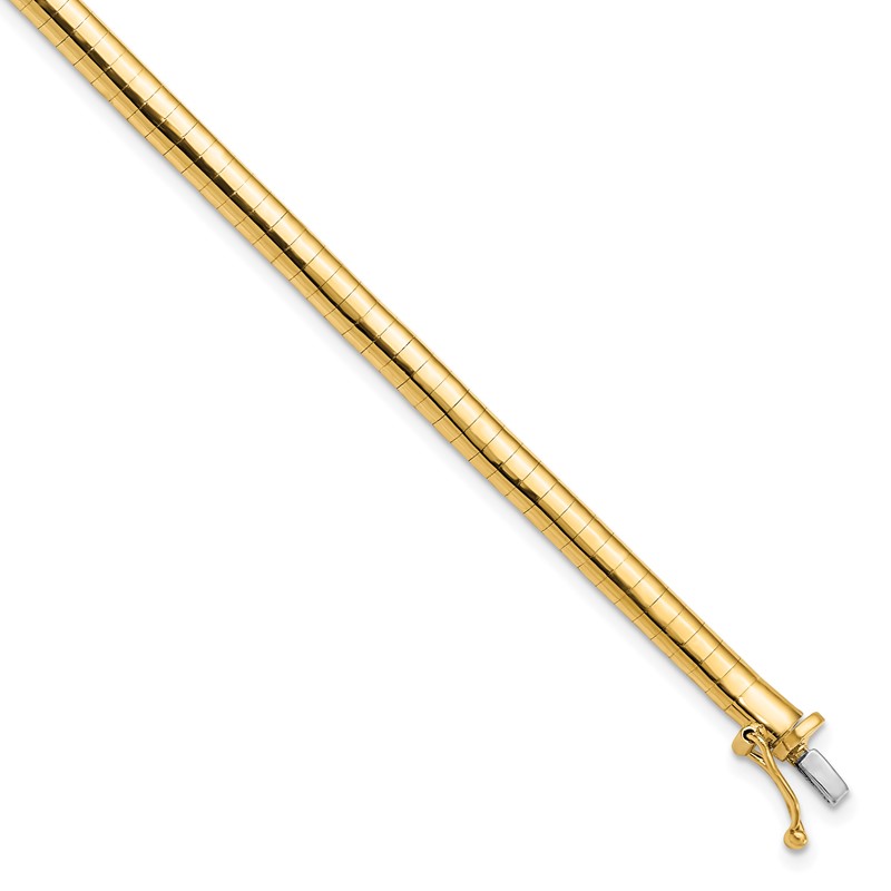 14K 4mm Domed 7 inch Omega Bracelet