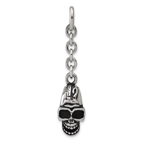 IBGoodman Stainless Steel Antiqued Skull Charm
