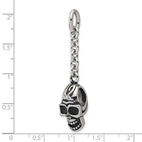 IBGoodman Stainless Steel Antiqued Skull Charm