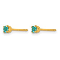 Inverness 14K Yellow Gold 3mm December Blue Crystal Birthstone Post Piercing Earrings view 2