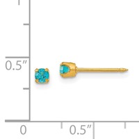 Inverness 14K Yellow Gold 3mm December Blue Crystal Birthstone Post Piercing Earrings view 4