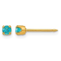 Inverness 14K Yellow Gold 3mm December Blue Crystal Birthstone Post Piercing Earrings view 1