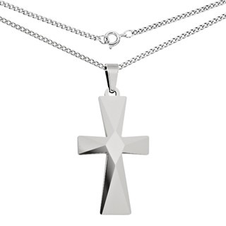 IBGoodman Tungsten Cross with 24 inch Stainless Steel Curb Chain Necklace