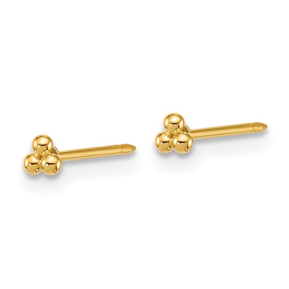 Inverness 14k Polished 3mm Triple Ball Post Piercing Earrings