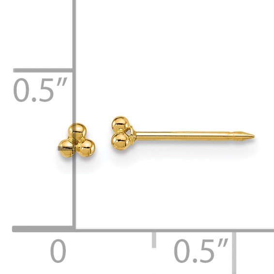 Inverness 14k Polished 3mm Triple Ball Post Piercing Earrings