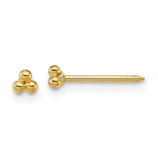 Inverness 14k Polished 3mm Triple Ball Post Piercing Earrings