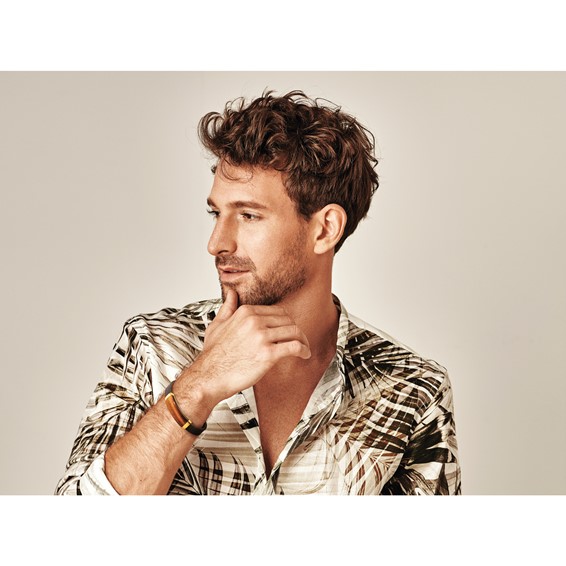 IBGoodman Stainless Steel Yellow IP-plated Tiger's Eye Brown Leather 7 to 9 inch Bracelet