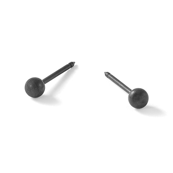 Inverness Stainless Steel Oxidized 3mm Ball Post Piercing Earrings