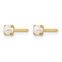 Inverness 14K 3mm Simulated Pearl Post Piercing Earrings view 2