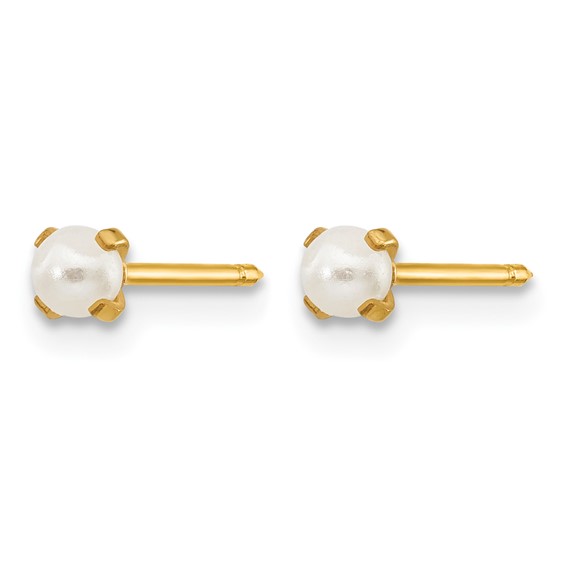 Inverness 14k 3mm Simulated Pearl Post Piercing Earrings