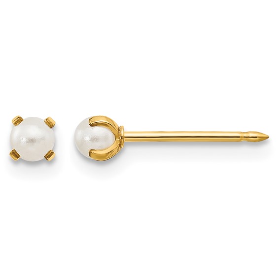 Inverness 14k 3mm Simulated Pearl Post Piercing Earrings