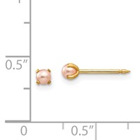 Inverness 14K Yellow Gold 3mm Pink Simulated Pearl Post Piercing Earrings view 4