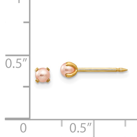 Inverness 14k 3mm Pink Simulated Pearl Post Piercing Earrings