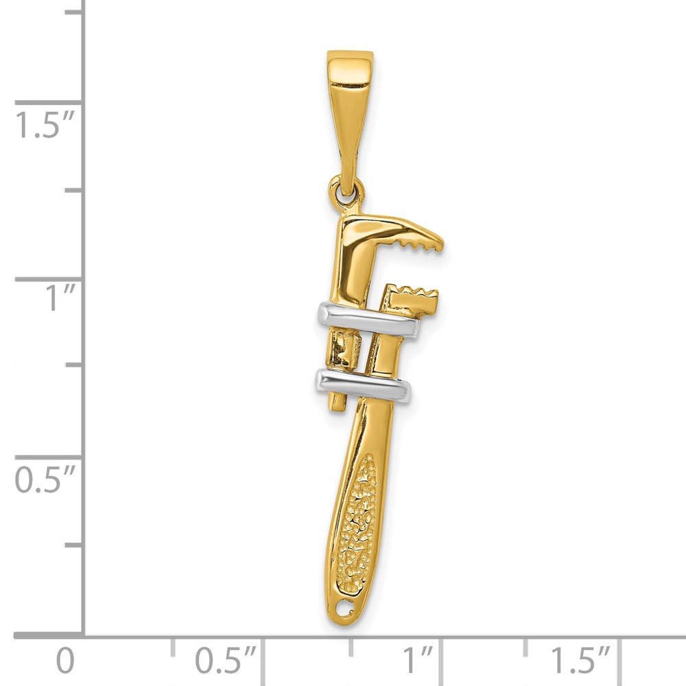 10k & Rhodium 3-D Pipe Wrench Charm (10A2197)