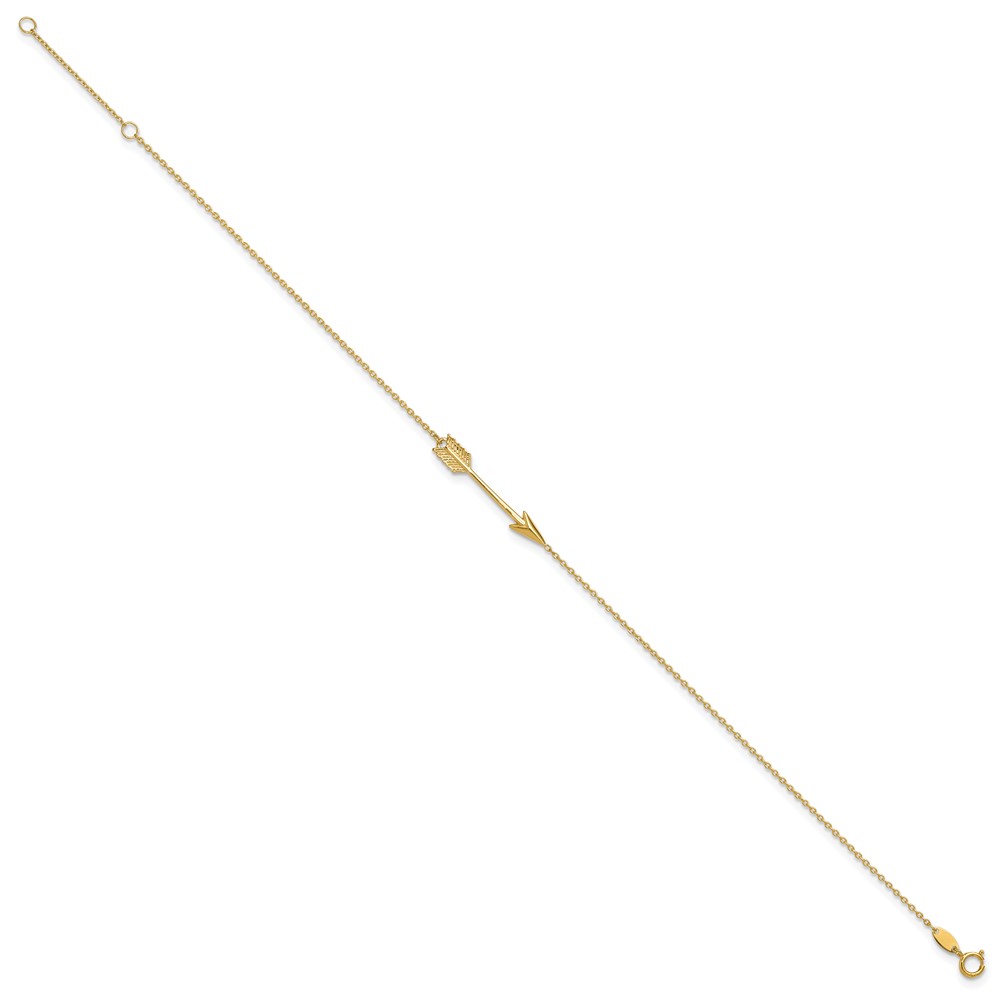 10k Polished Arrow 9in Plus 1in ext. Anklet (10ANK275-9)