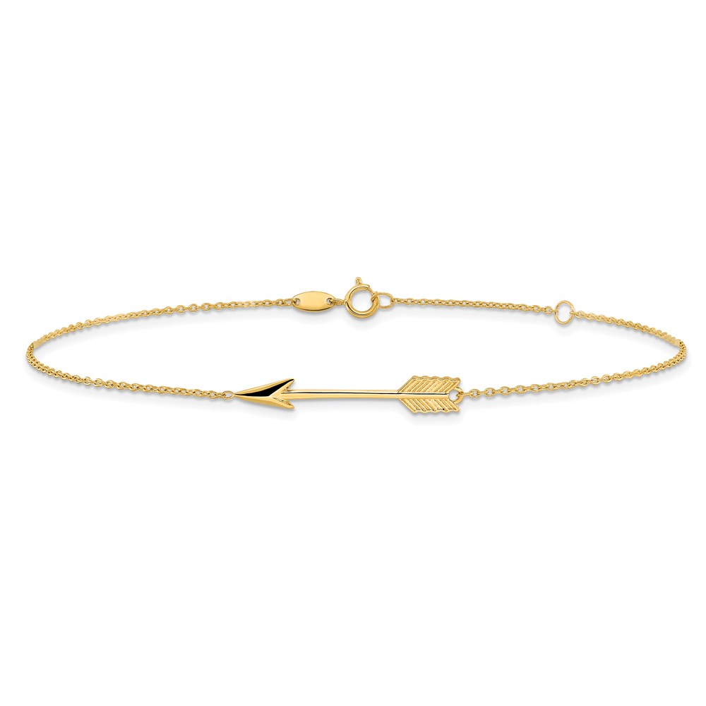 10k Polished Arrow 9in Plus 1in ext. Anklet (10ANK275-9)