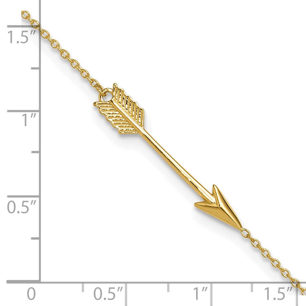 10k Polished Arrow 9in Plus 1in ext. Anklet (10ANK275-9)