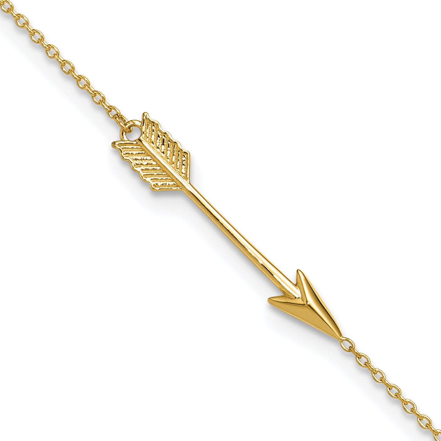 10k Polished Arrow 9in Plus 1in ext. Anklet (10ANK275-9)